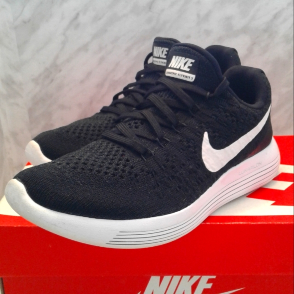 Nike Lunarepic Low Flyknit 2 Oreo Trainers womens sz 7 marathon 863780-001 shoes